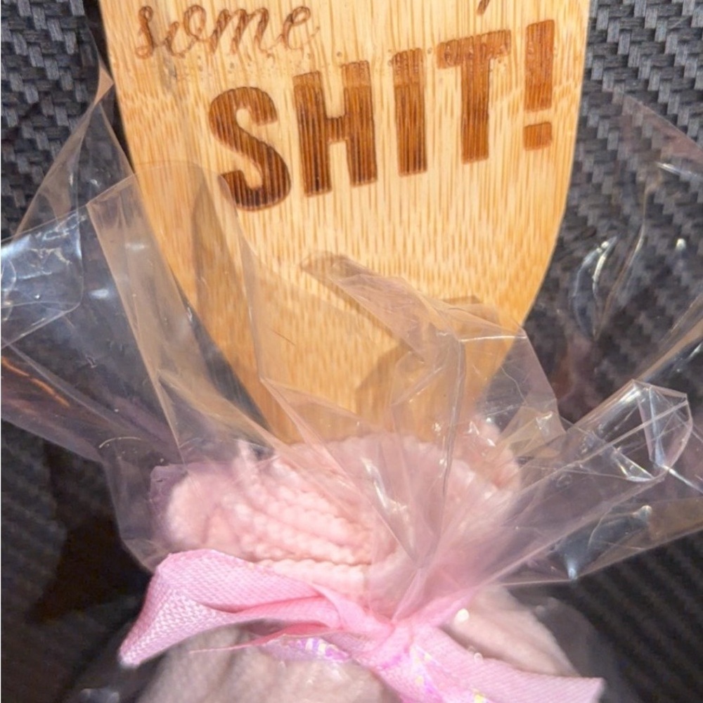 Bamboo Wooden Spoon Gift Set w/ pink cloth.